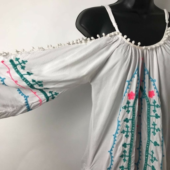 If by the Sea Blouse White Cold Shoulder Boho Top - Picture 4 of 8